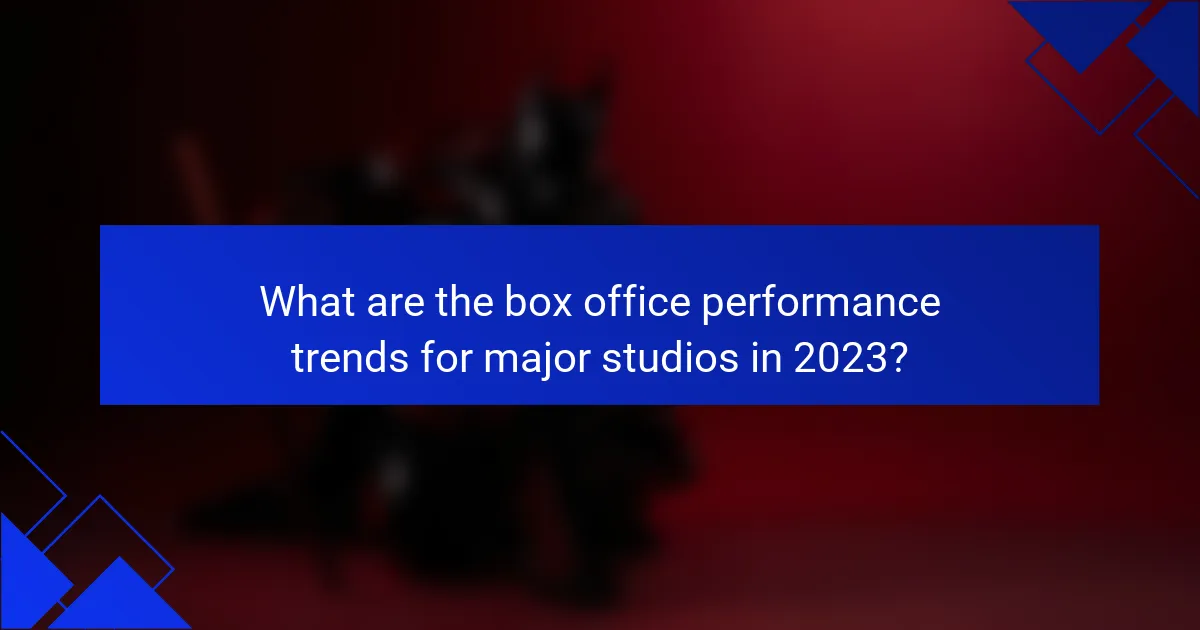 What are the box office performance trends for major studios in 2023?