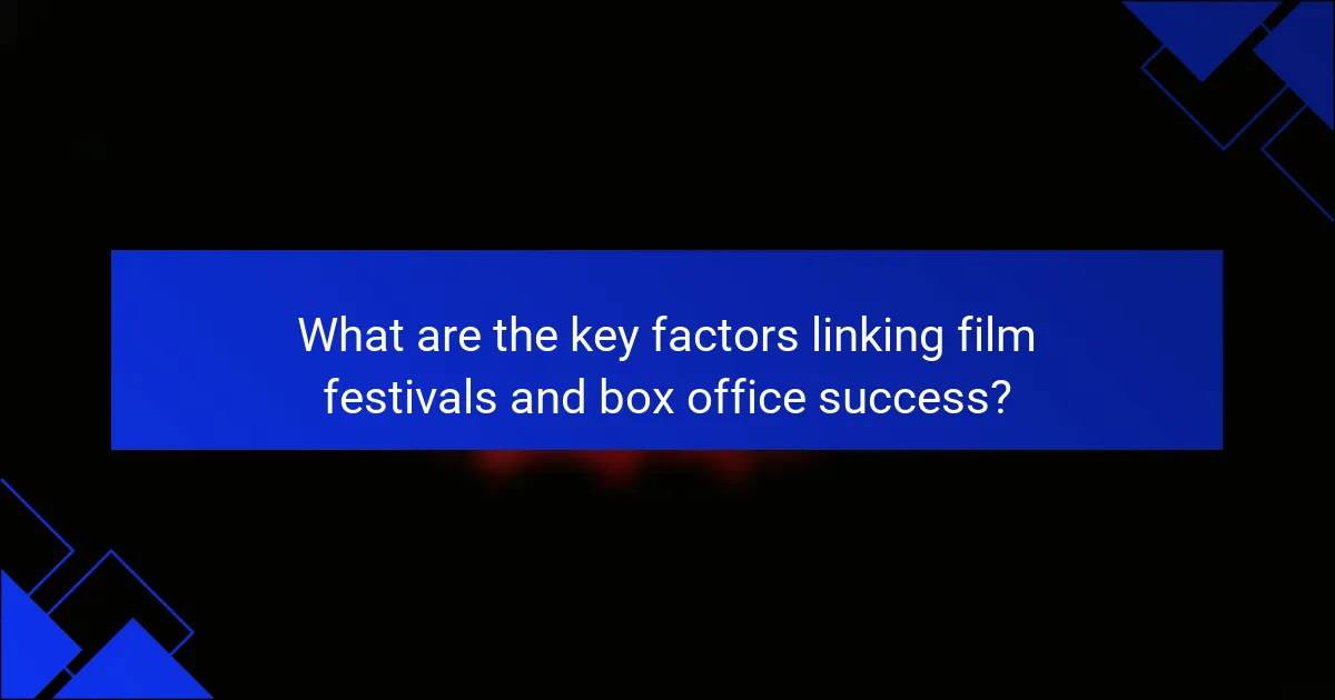 What are the key factors linking film festivals and box office success?