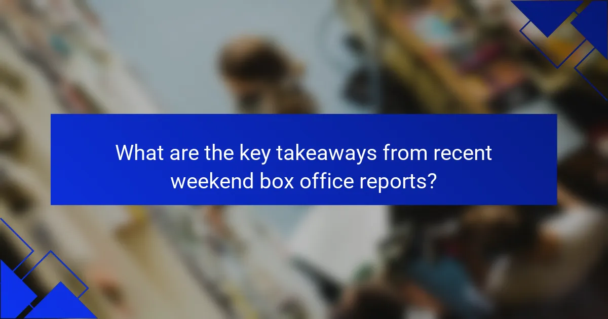 What are the key takeaways from recent weekend box office reports?