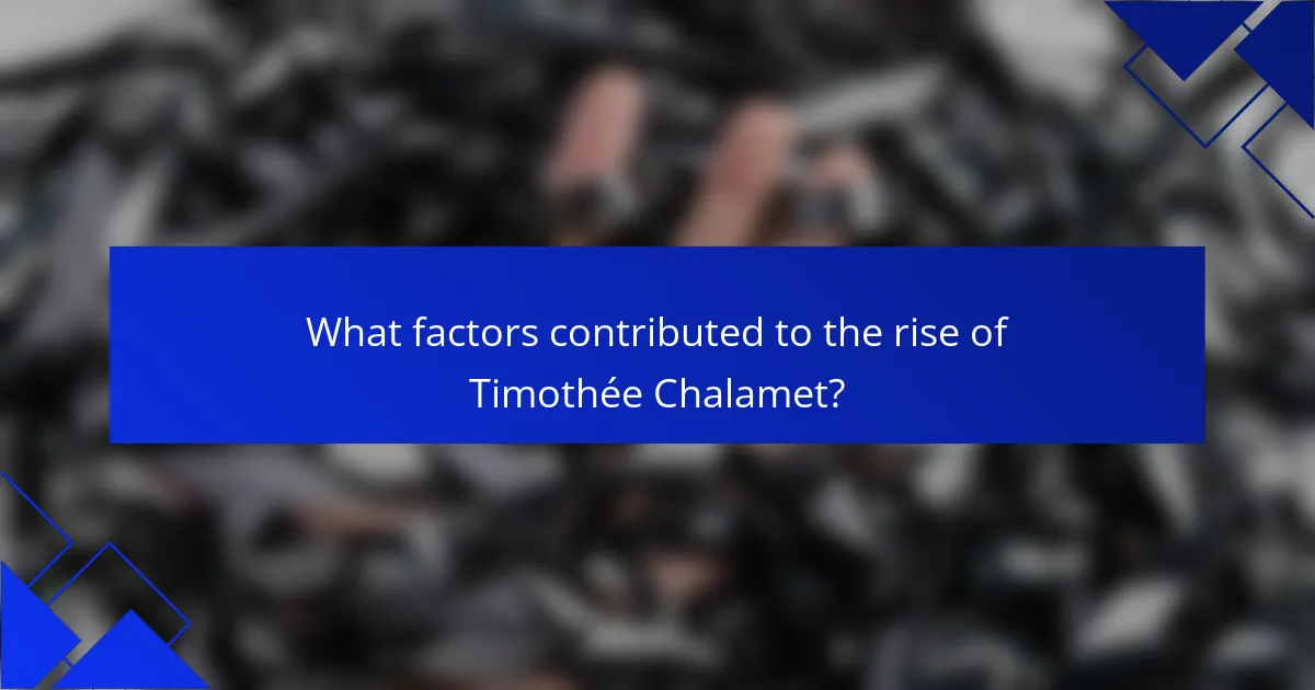 What factors contributed to the rise of Timothée Chalamet?