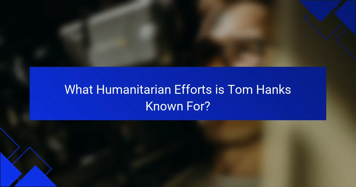 What Humanitarian Efforts is Tom Hanks Known For?