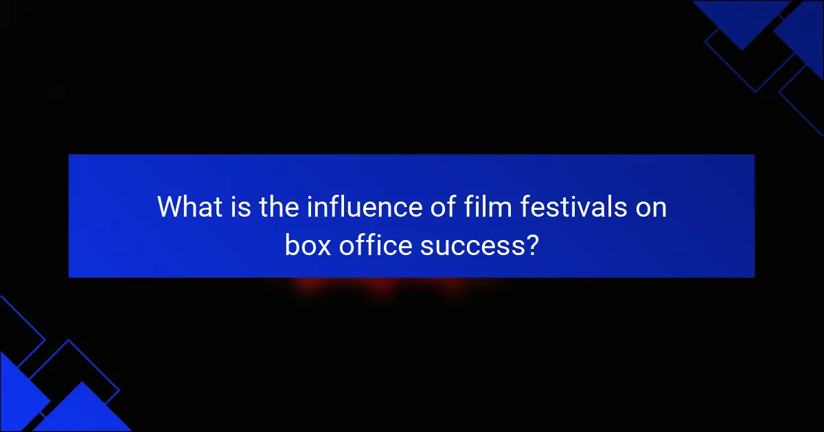 What is the influence of film festivals on box office success?